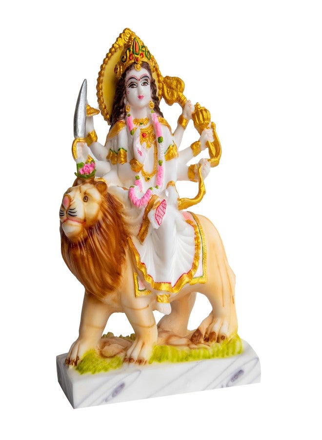 FABZONE Durga MATA Idol | Sherawali MATA Murti for Home Temple & Pooja | Marble Dust Maa Durga Statue | Sherawali Devi Murti for Navratri Decor and Worship 8.5 Inches - Image 2